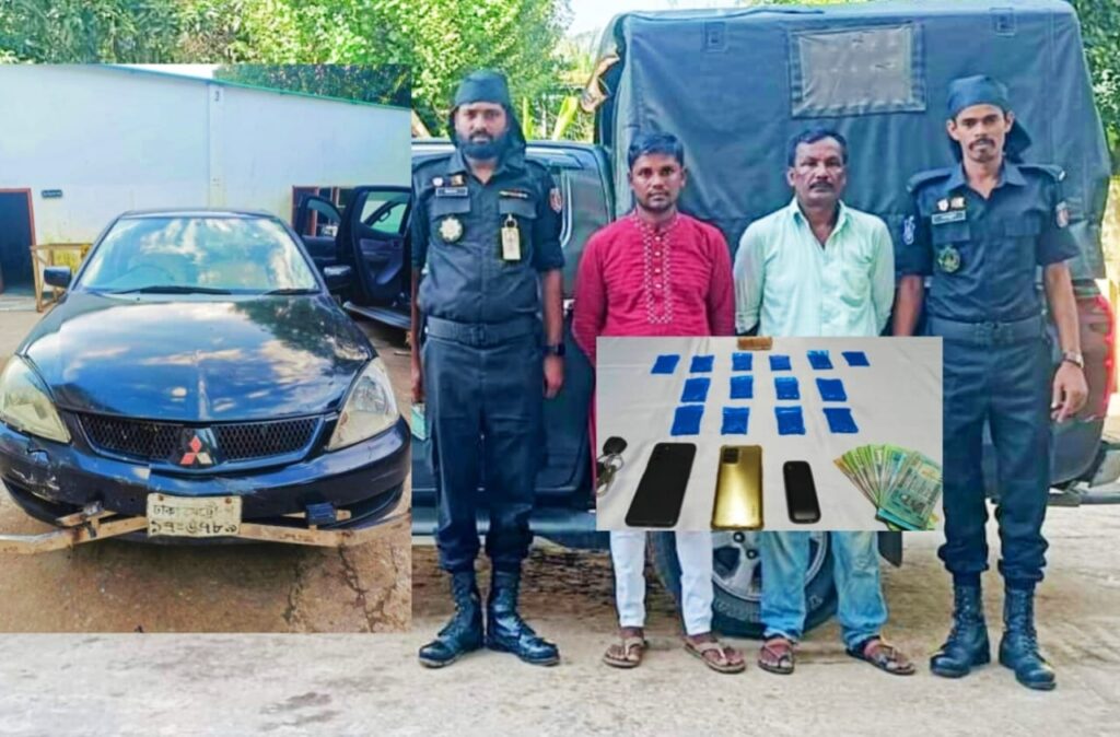 কক্সবাজার জেল গেইটে টেকনাফের দুই মাদক কারবারী ইয়াবা বোঝাই ১টি প্রাইভেট কারসহ আটক