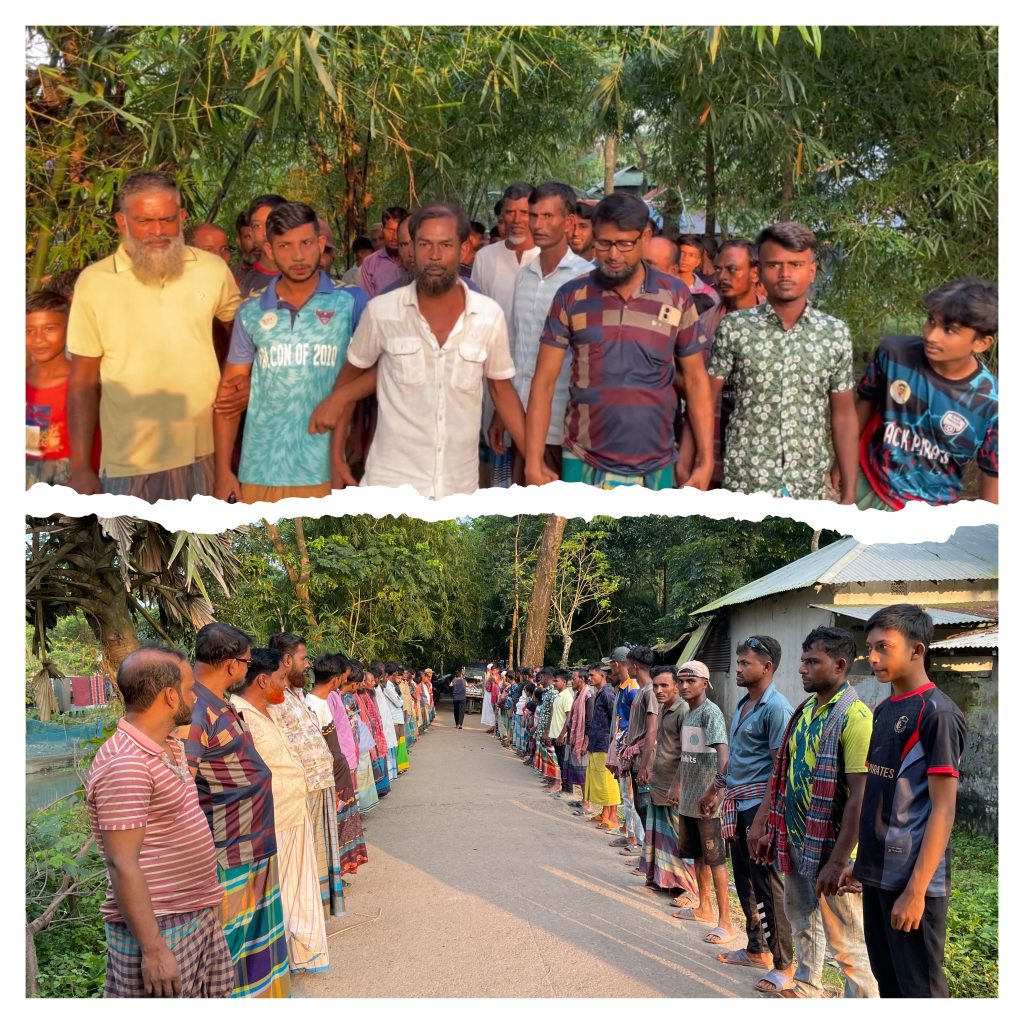 স্বাস্থ্য, পরিবেশ ও ফসল রক্ষায় আমতলীতে ইটভাটা বন্ধের দাবিতে এলাকাবাসীর মানববন্ধন”